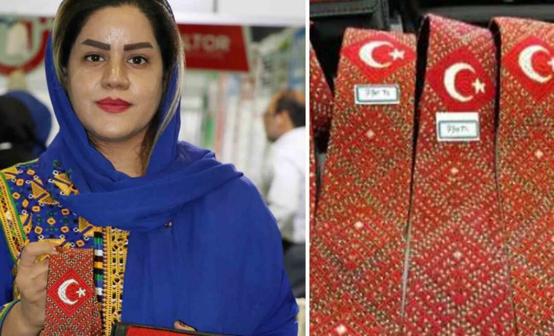 Türkiye kærlighed fra iransk kvinde! Han viste sin kærlighed til halvmånen og stjernen med slips og tegnebog, han broderede