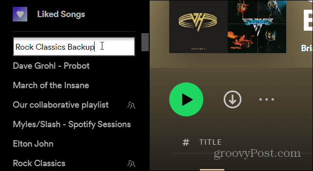 omdøb kopi-playliste på Spotify