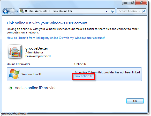 link windows live id til windows 7 konto