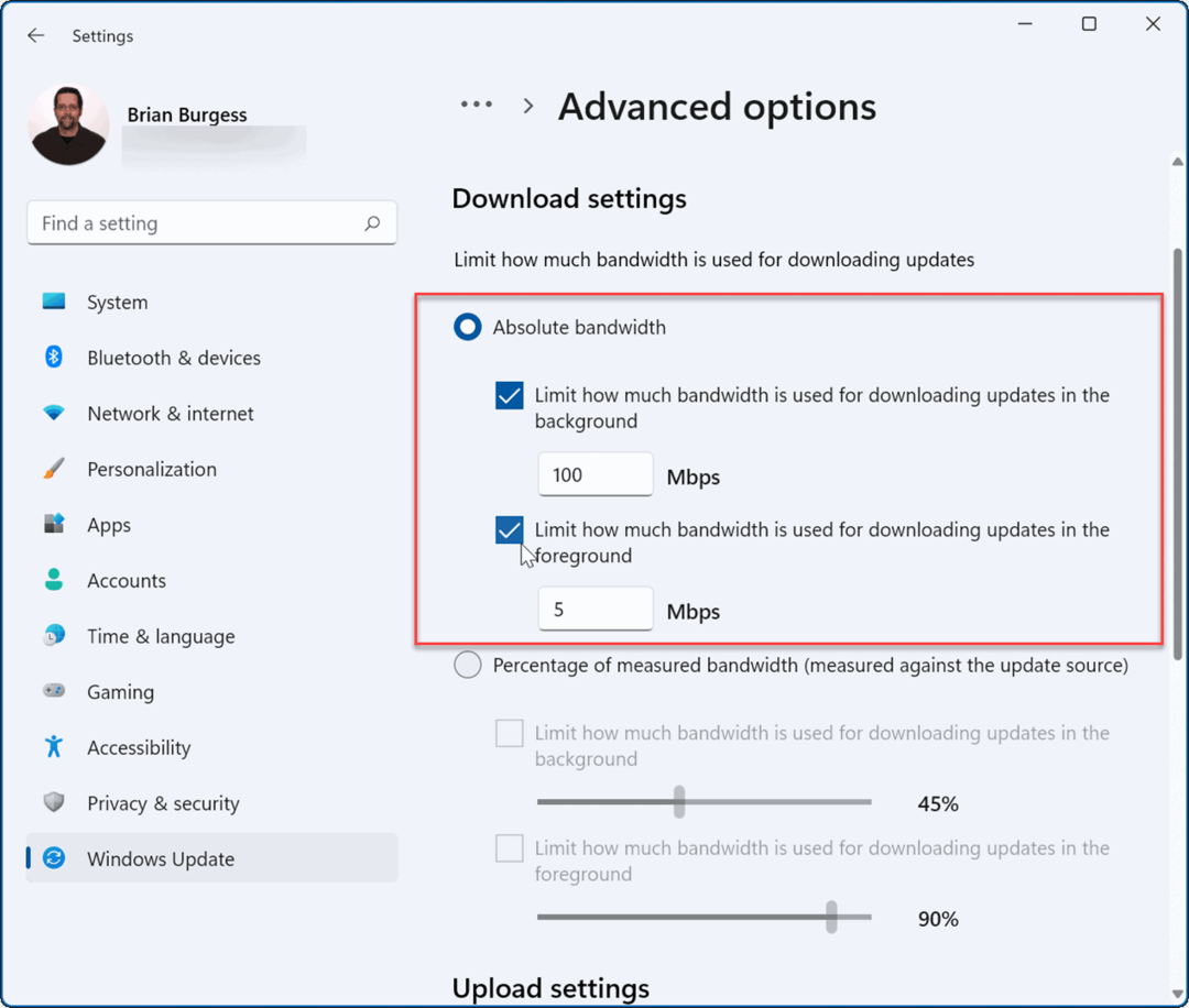 begræns båndbredde rettelse langsom internet på Windows 11