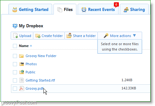 Dropbox-skærmbillede - administrer din dropbox-konto online