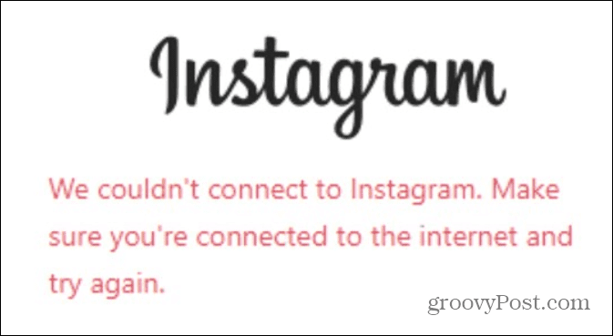 kunne ikke oprette forbindelse til Instagram