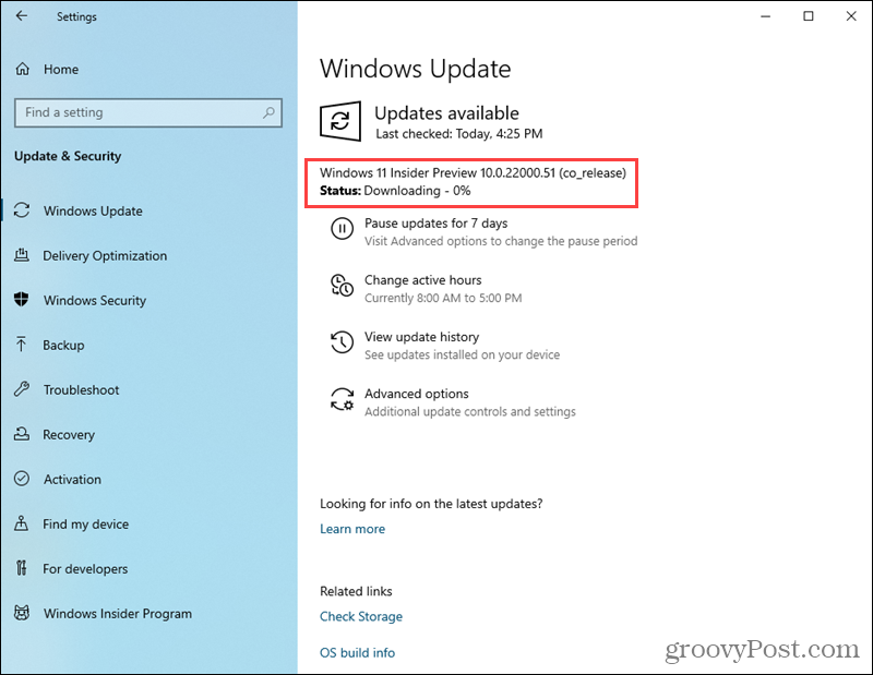 Download af Windows 11 Preview build