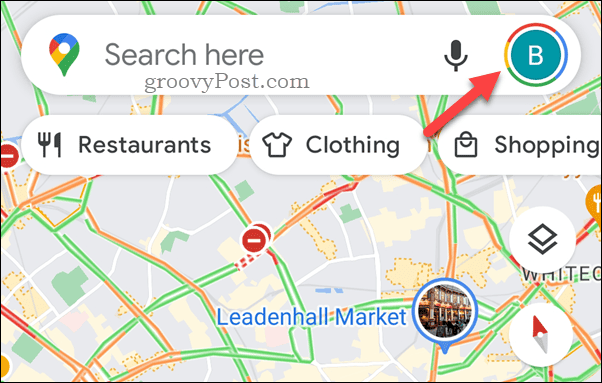 Tryk på Google Maps-profilikonet