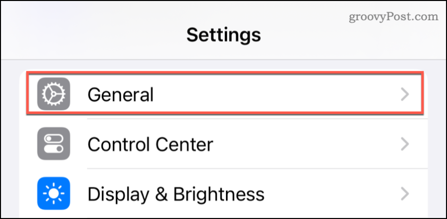 Indstillinger - Generelt for at deaktivere NameDrop på iPhone