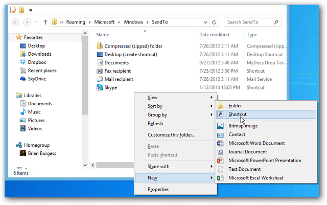Føj hurtig start til menuen Send til kontekst i Windows 7