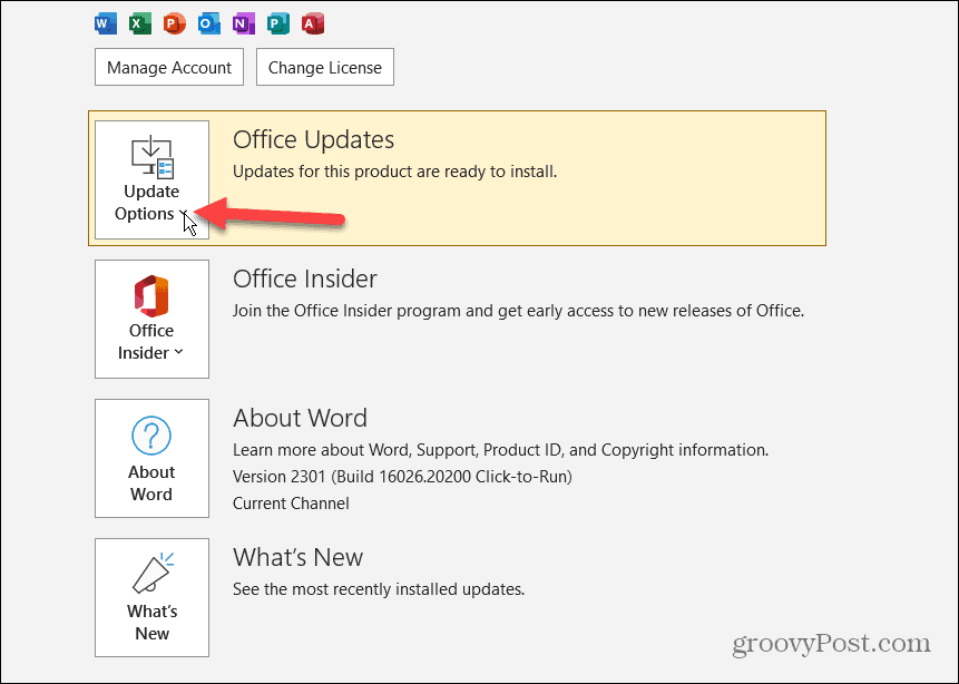 Deaktiver Microsoft Office-opdateringer 