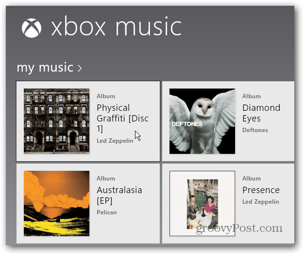 Vælg album Xbox Music