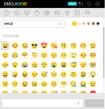 Klik på enhjørningsikonet for at åbne EmojiOnes emoji-bibliotek.