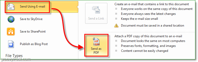 Sådan opretter eller gemmer Office 2010-dokumenter som en PDF