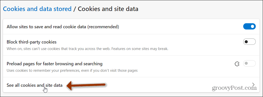 se alle cookies og webstedsdatakant