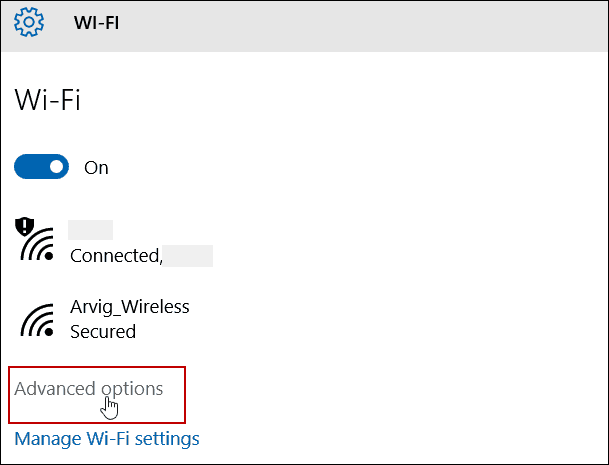 Avancerede indstillinger WiFi