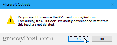 Fjern bekræftelsesdialogboks for RSS Feed