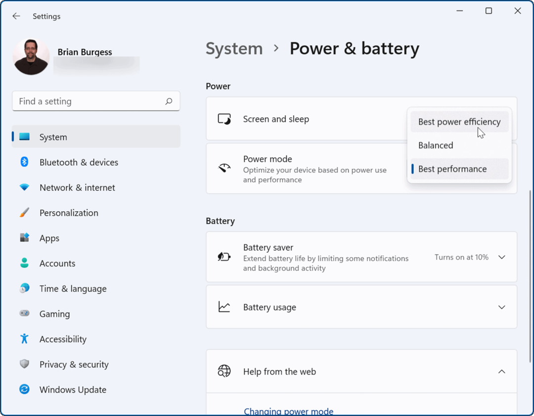 Windows 11 strømtilstand forbedrer batterilevetiden på Windows 11