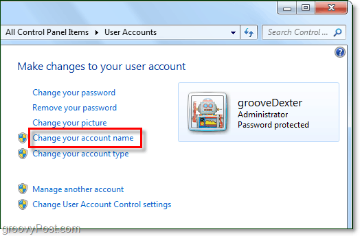 ændre dit kontonavn i Windows 7
