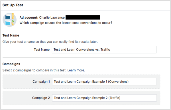 Facebook Test and Learn-værktøj