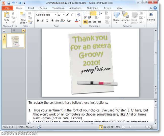 Sådan opretter du et Groovy Custom E-Card med PowerPoint 2010