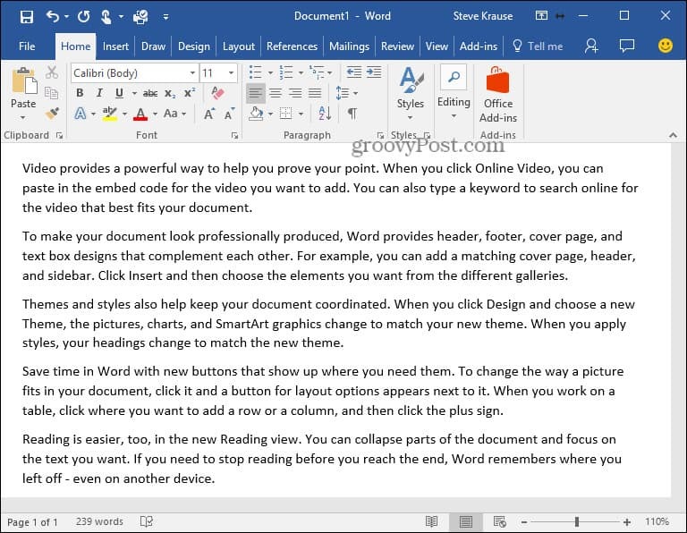 Sådan indsættes Lorem Ipsum-tekst i Microsoft Word 2010 og 2007