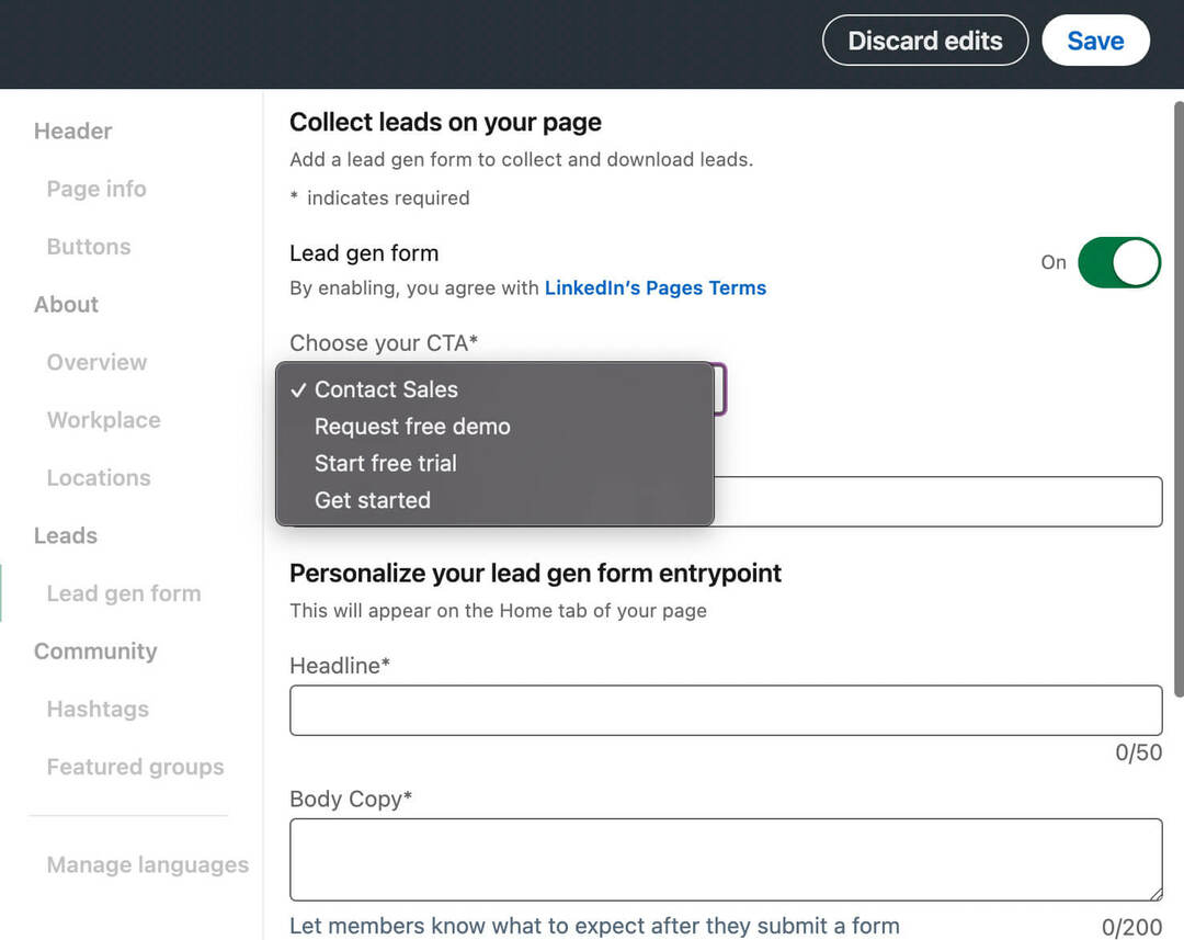 organisk-linkedin-lead-gen-forms-how-to-create-company-page-cta-step-2