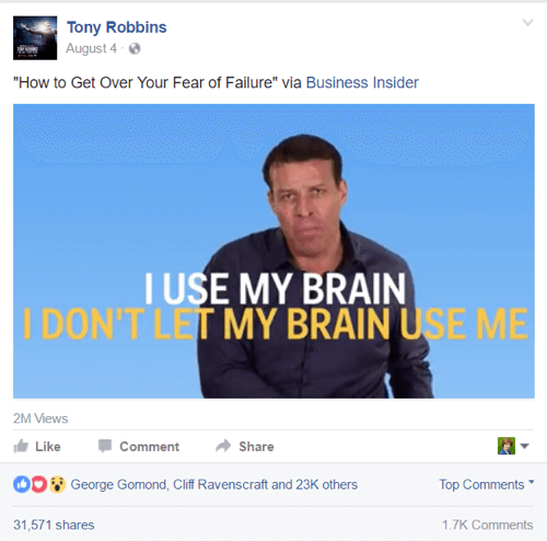 Tony Robbins Facebook-indlæg