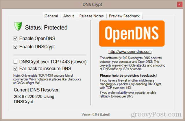 DNS Crypt-kontrolpanel