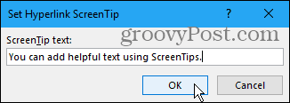 Indstil dialogboksen Hyperlink ScreenTip i Word