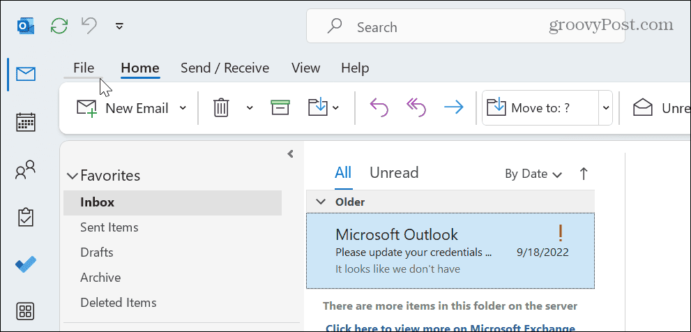 Udskriv en e-mail fra Outlook
