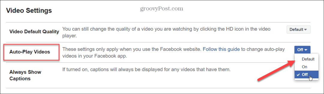 Sådan deaktiverer du automatisk afspilning af video på Facebook