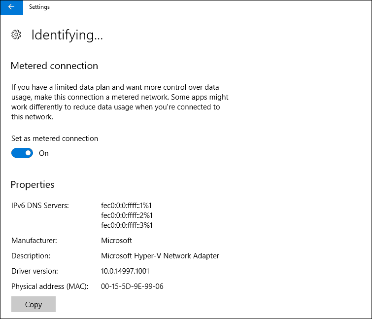Windows 10, Ethernet, meterforbindelse, skabersopdatering, operativsystem