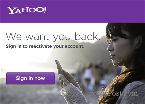 Genaktiver din Yahoo-e-mail-konto, hvis du vil beholde den