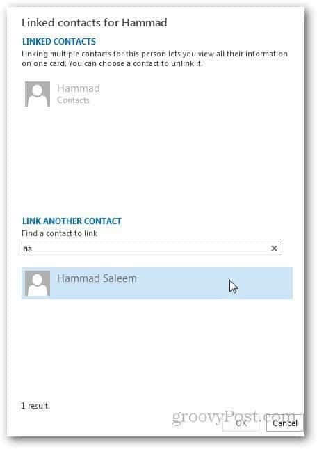 Sådan flettes flere kontakter i Outlook 2013