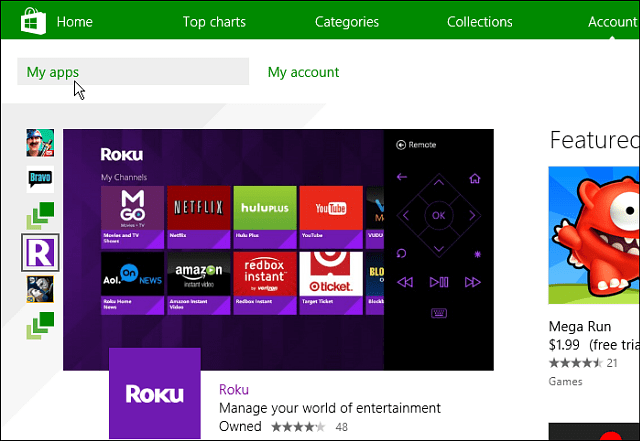 Mine apps Windows 8-konto