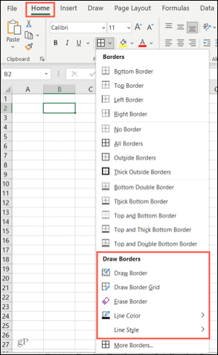 Grænseindstillinger i Excel