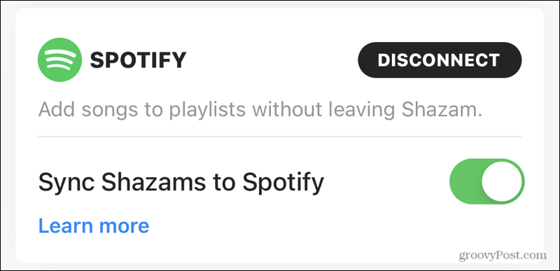 Synkroniser Spotify med Shazam