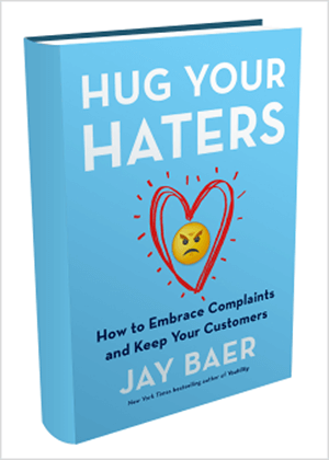 Dette er et screenshot af bogomslaget til Hug Your Haters af Jay Baer.