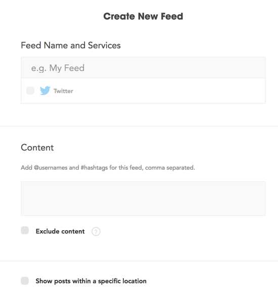 Du kan oprette Waaffle-feeds baseret på individuelle konti eller specifikke hashtags.