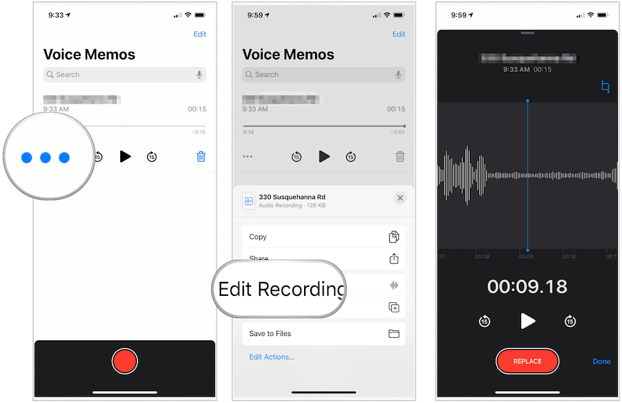 iPhone Voice memo record redigering