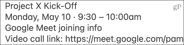 Indsæt Google Meet-invitationen