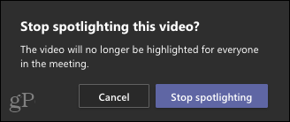Bekræft Stop spotlighting