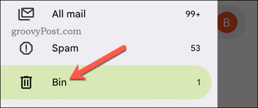 Åbn papirkurven i Gmail-appen på mobilen