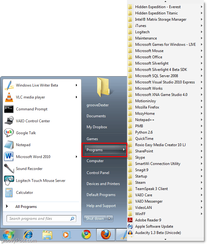 Føj menuen "Alle programmer" i klassisk XP-stil til Windows 7
