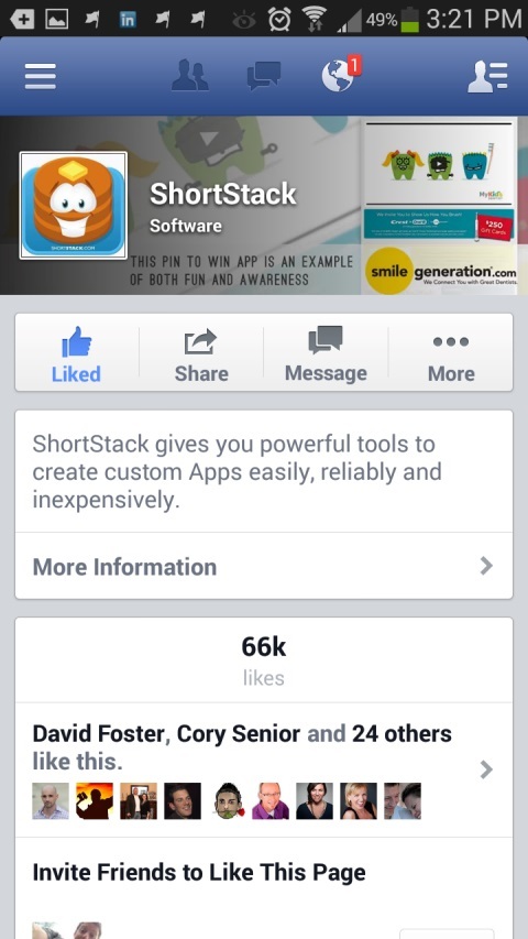 shortstack facebook side på mobilenhed