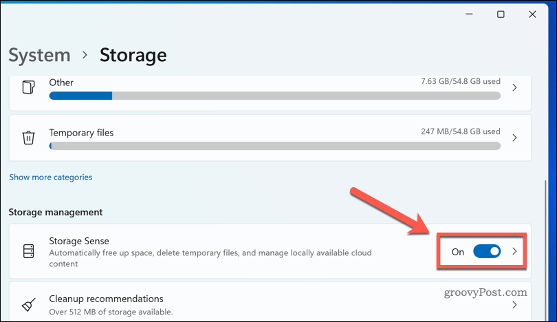 Aktivering af Storage Sense på Windows 11