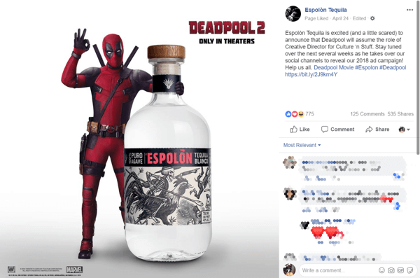 Den tidlige brummer fra overtagelsen af ​​Deadpool fik folk til at tale om og dele mærket Espolòn.
