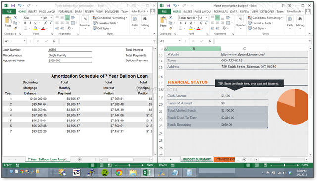 Ny! Excel 2013 Gør det muligt at se regneark side om side i separate Windows