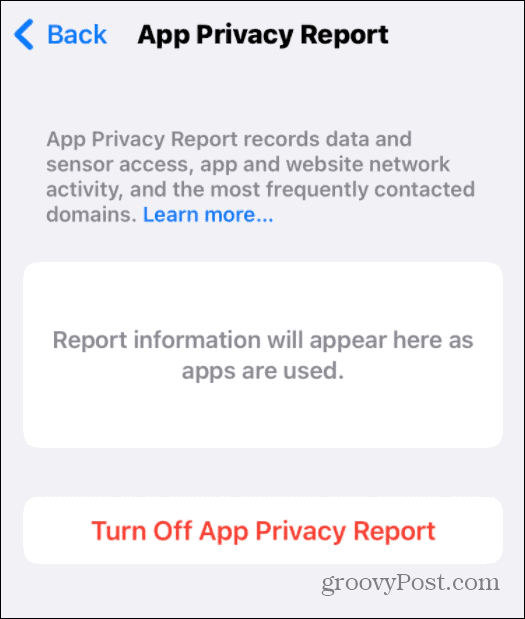 app privatlivsrapport kører
