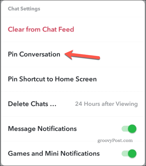 Fastgør en samtale på Snapchat