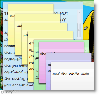 Windows 7 Sticky Notes: Skærmbillede