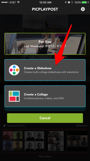 Opret collageslideshows med PicPlayPost-appen.