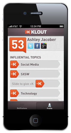 klout iphone app opdatering